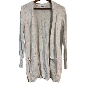 Old Navy Womens Cardigan Sweater Cream Speckled Open Front Pockets‎ Size L